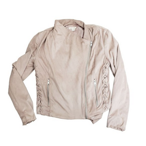 Miami Womens Size Medium Tan Colored‎ Super Soft Faux Suede Asymmetrical Jacket